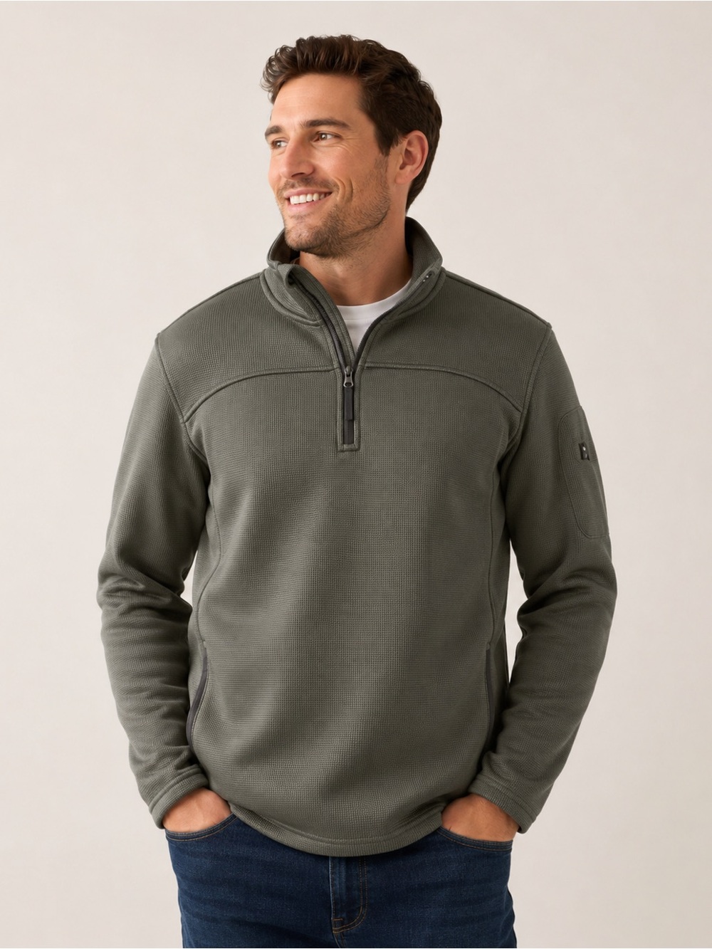 Telluride Clothing Company Grid-Fleece Quarter Zip Pullover